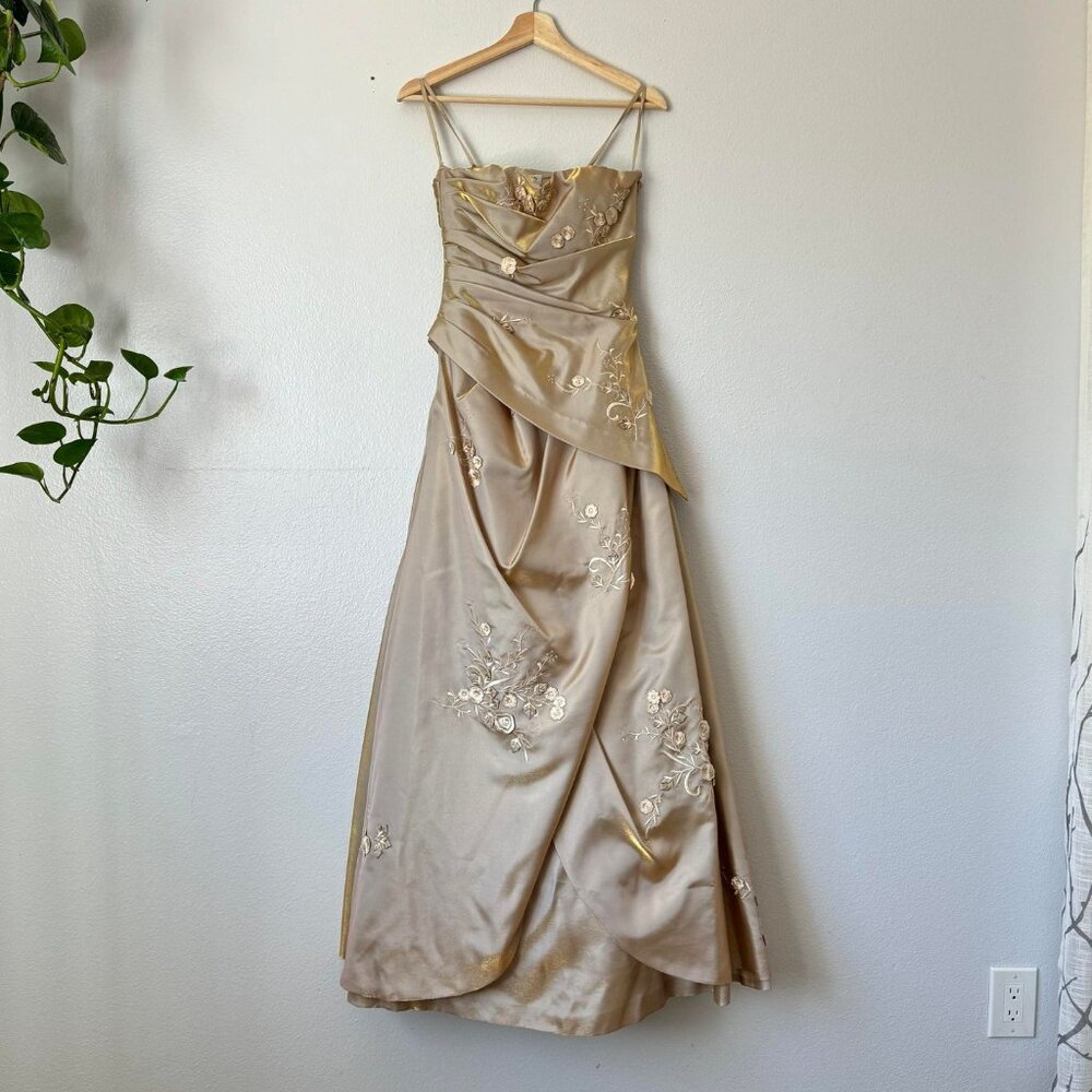 90's/Y2k Cache Xs/S Strapless Iridescent Beaded F… - image 1